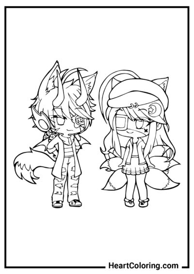 Boy and girl - Gacha Life Coloring Pages