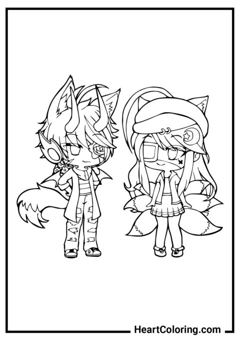 Boy and girl - Gacha Life Coloring Pages