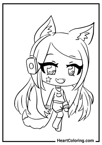 Dancing girl fox - Gacha Life Coloring Pages