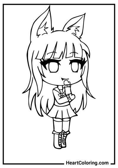 Pensive girl - Gacha Life Coloring Pages