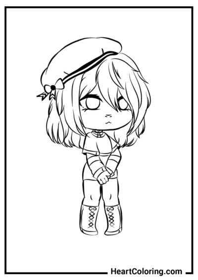 The girl in a beret - Gacha Life Coloring Pages