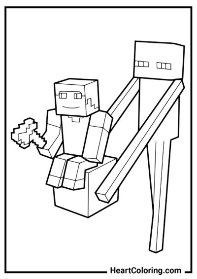 L’Enderman aiuta il giocatore - Disegni di Minecraft da Colorare