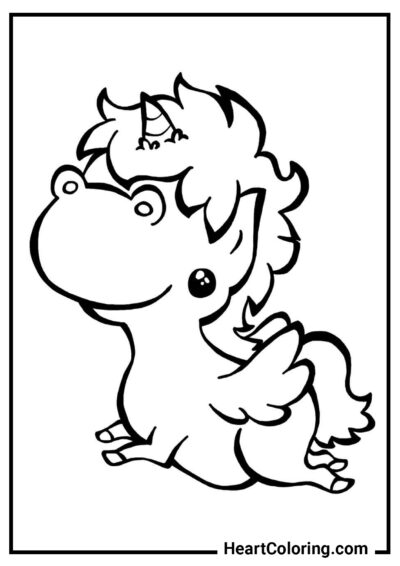 Petite licorne élégante façon dragon - Coloriages Licorne