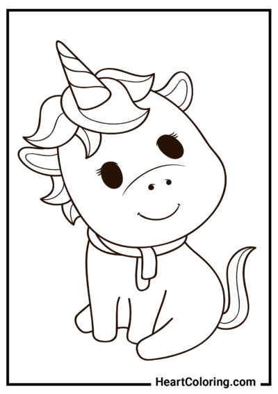 Bébé licorne curieuse - Coloriages Licorne