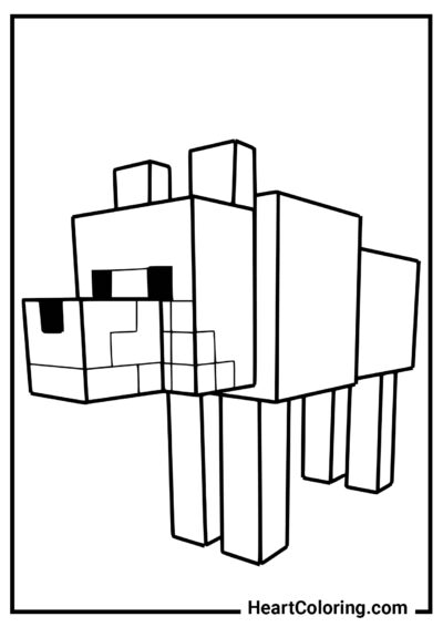 Lupo adolescente - Disegni di Minecraft da Colorare