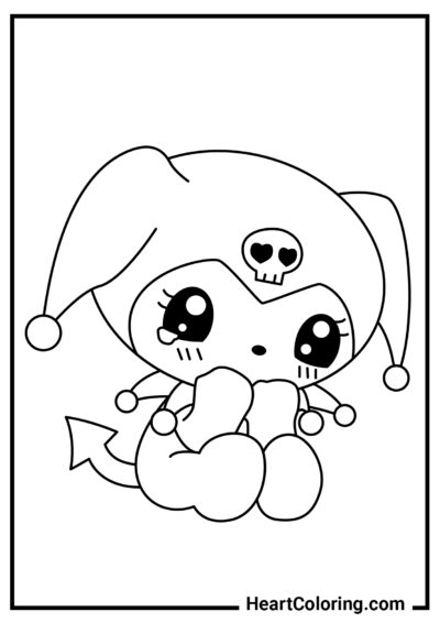 Kuromi está em lágrimas - Desenhos de Kuromi para Colorir