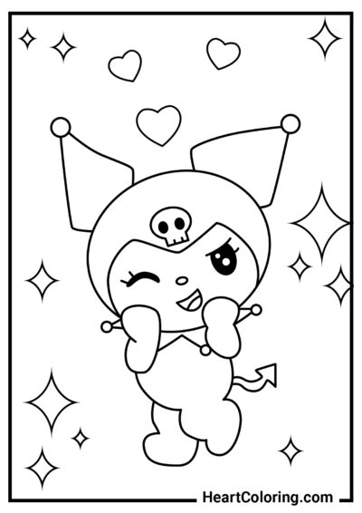 Kuromi incrivelmente feliz - Desenhos de Kuromi para Colorir