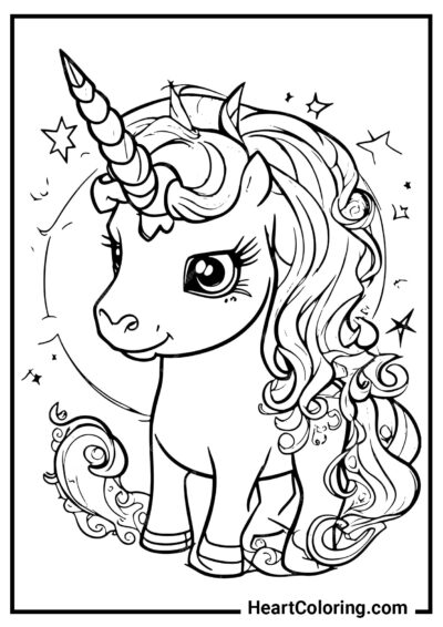 Dessin de mignon bébé licorne - Coloriages Licorne