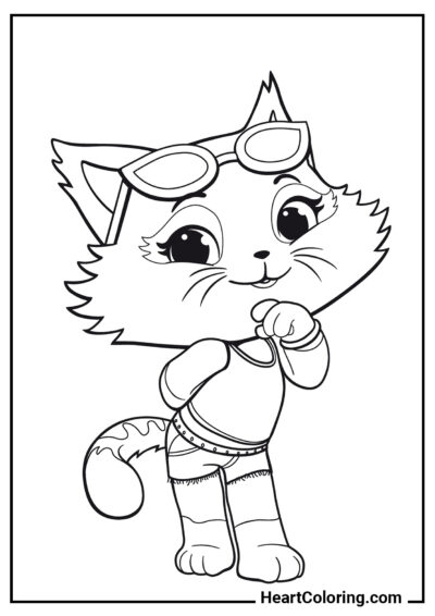 Gatito con gafas de sol - Dibujos de Gatos y Gatitos para Colorear