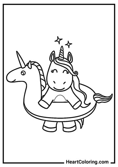 Licorne drôle se préparant pour la plage - Coloriages Licorne