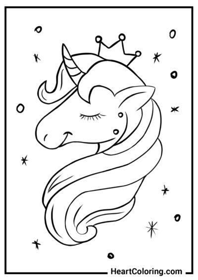 Licorne incroyable avec une couronne - Coloriages Licorne