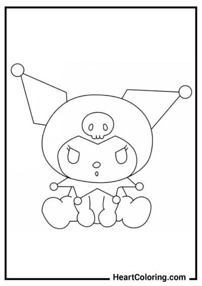 Kuromi angustiada - Desenhos de Kuromi para Colorir