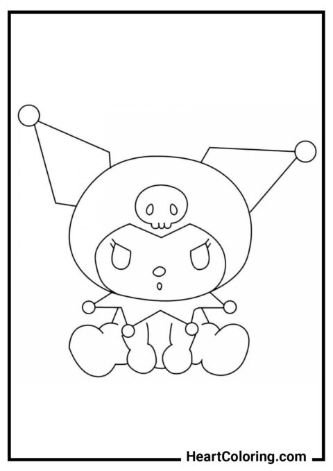 Kuromi angustiada - Desenhos de Kuromi para Colorir