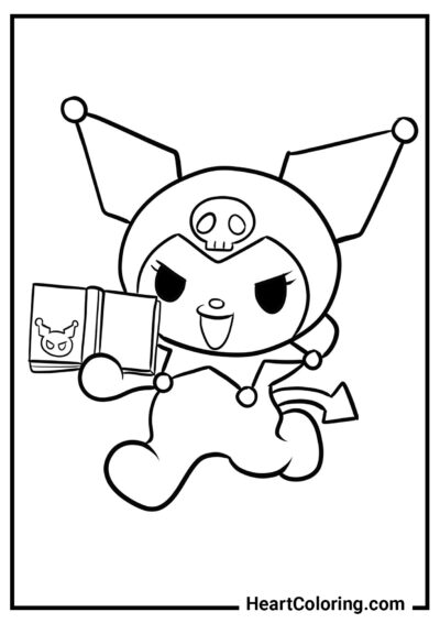 Kuromi e o livro mágico - Desenhos de Kuromi para Colorir