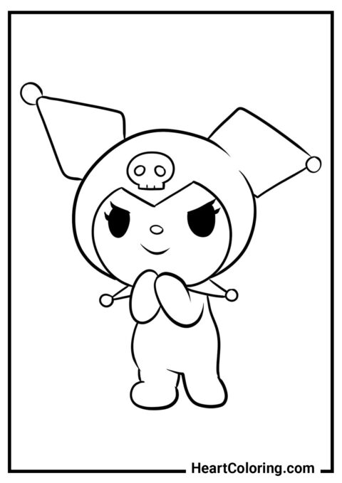 Kuromi está planejando algo - Desenhos de Kuromi para Colorir