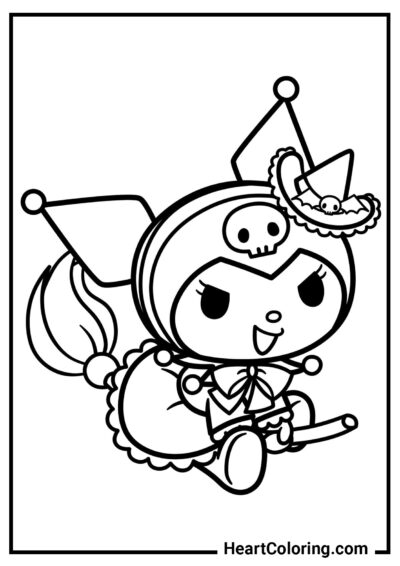 Pequena bruxa Kuromi - Desenhos de Kuromi para Colorir