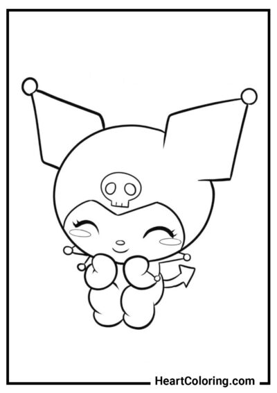 Kuromi tímida - Desenhos de Kuromi para Colorir