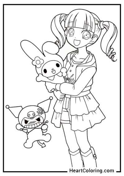 Uta Yumeno, My Melody e Kuromi - Desenhos de Kuromi para Colorir