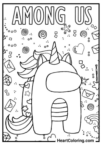 Unicornio mágico - Dibujos de Among Us para Colorear