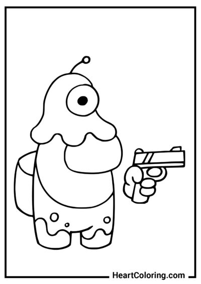 Impostor con una pistola - Dibujos de Among Us para Colorear