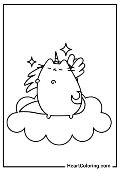 Mond-Einhorn - Pusheen Ausmalbilder