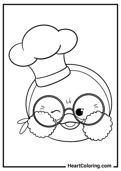 Cabeça de pato com um chapéu de chef - Desenhos do Pato LaLafanfan para Colorir