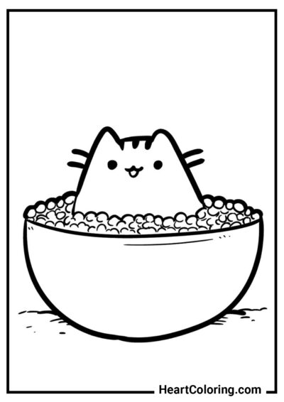 Berg aus Popcorn - Pusheen Ausmalbilder