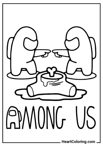 Disputa en Among Us - Dibujos de Among Us para Colorear