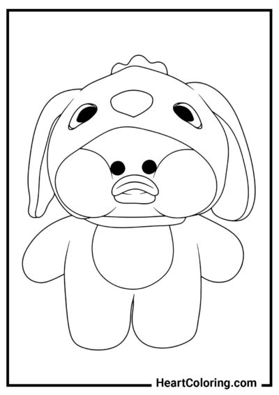 Lalafanfan em kigurumi do Stitch - Desenhos do Pato LaLafanfan para Colorir