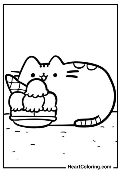 Pusheen die Katze und der Eiscremeberg - Pusheen Ausmalbilder