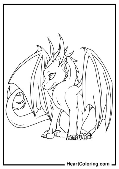 Lindo Dragón Joven - Dibujos de Dragones para colorear