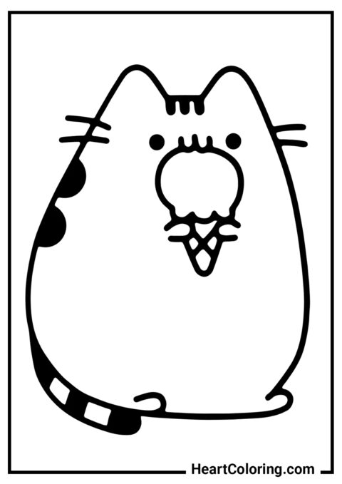 6 – Pusheen mit Eiscreme - Pusheen Ausmalbilder