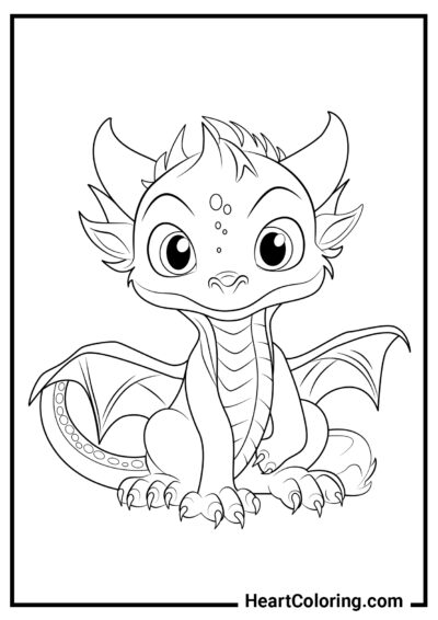 Hermoso Bebé Dragón - Dibujos de Dragones para colorear