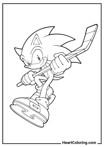 Sonic giocatore di hockey - Disegni di Sonic da Colorare