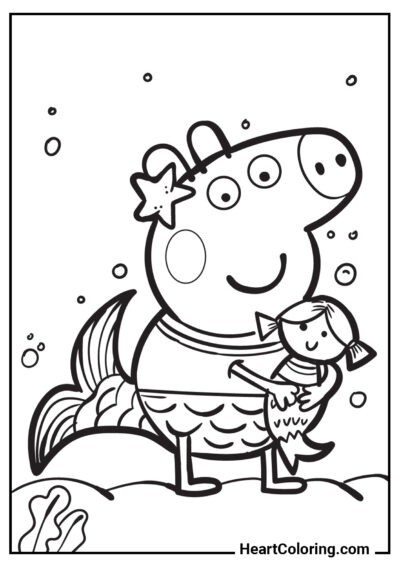 Peppa Wutz als kleine Meerjungfrau - Ausmalbilder von Peppa Pig