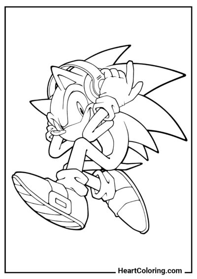 Sonic con le cuffie - Disegni di Sonic da Colorare