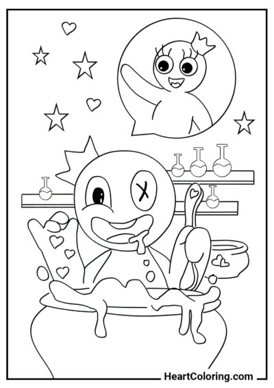 Blue se preparando para um encontro - Desenhos do Rainbow Friends para Colorir