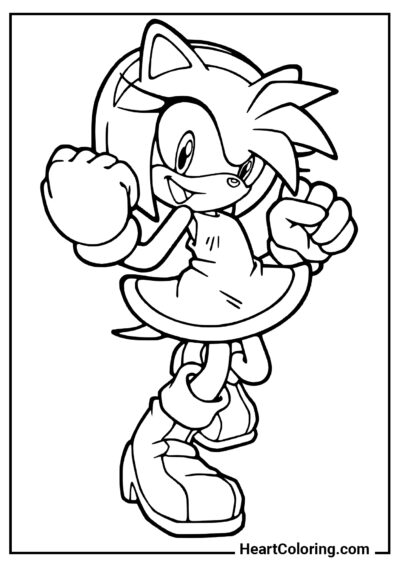 Postura da combattimento di Amy Rose - Disegni di Sonic da Colorare