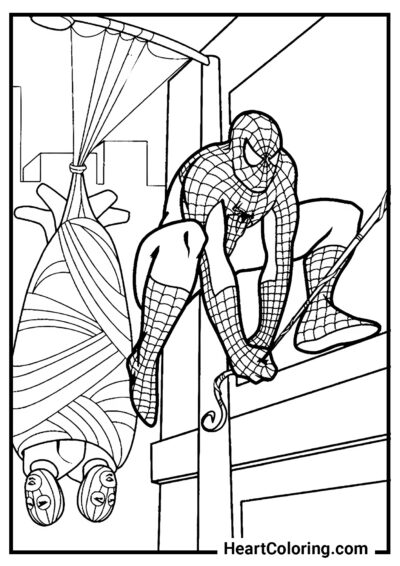 Criminosos derrotados - Desenhos do Homem Aranha para Colorir