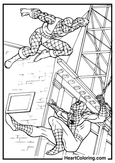 Batalha no ar - Desenhos do Homem Aranha para Colorir