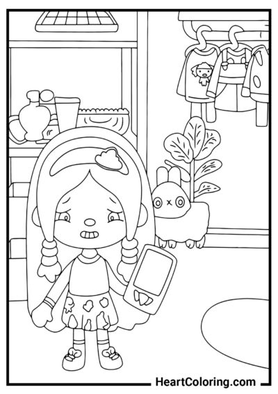 Menina chateada - Desenhos de Toca Boca para colorir