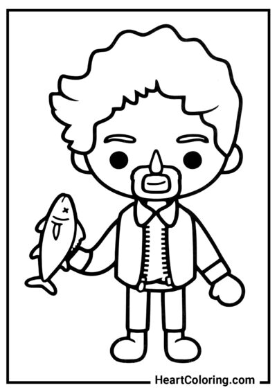 Pescador - Desenhos de Toca Boca para colorir