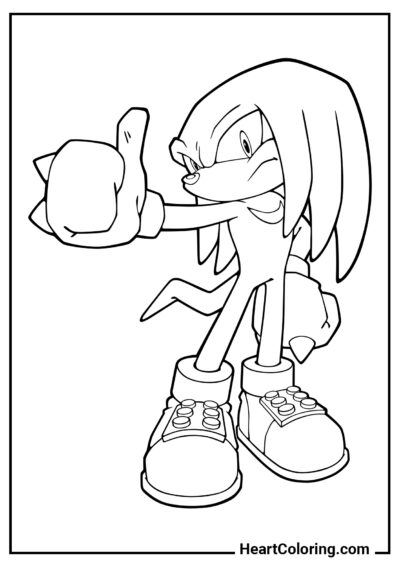 Knuckles sicuro di sé - Disegni di Sonic da Colorare