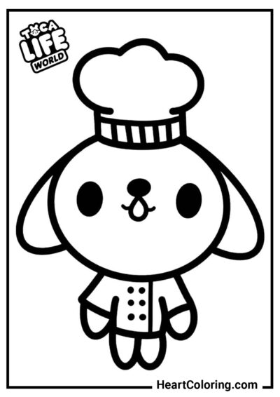 Cachorrinho chef - Desenhos de Toca Boca para colorir