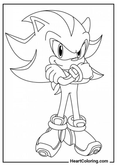 Shadow il riccio sorride - Disegni di Sonic da Colorare