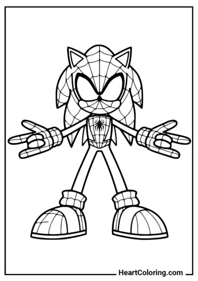 Sonic in costume di Spider-Man - Disegni di Sonic da Colorare