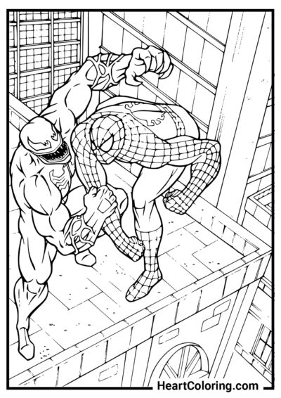 Homem-Aranha vs Venom - Desenhos do Homem Aranha para Colorir