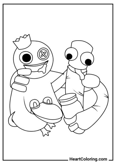 Blue, Green e Orange - Desenhos do Rainbow Friends para Colorir