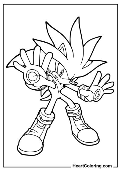 Postura difensiva di Silver - Disegni di Sonic da Colorare