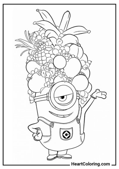 Chapéu de frutas - Desenhos de Minions para Colorir